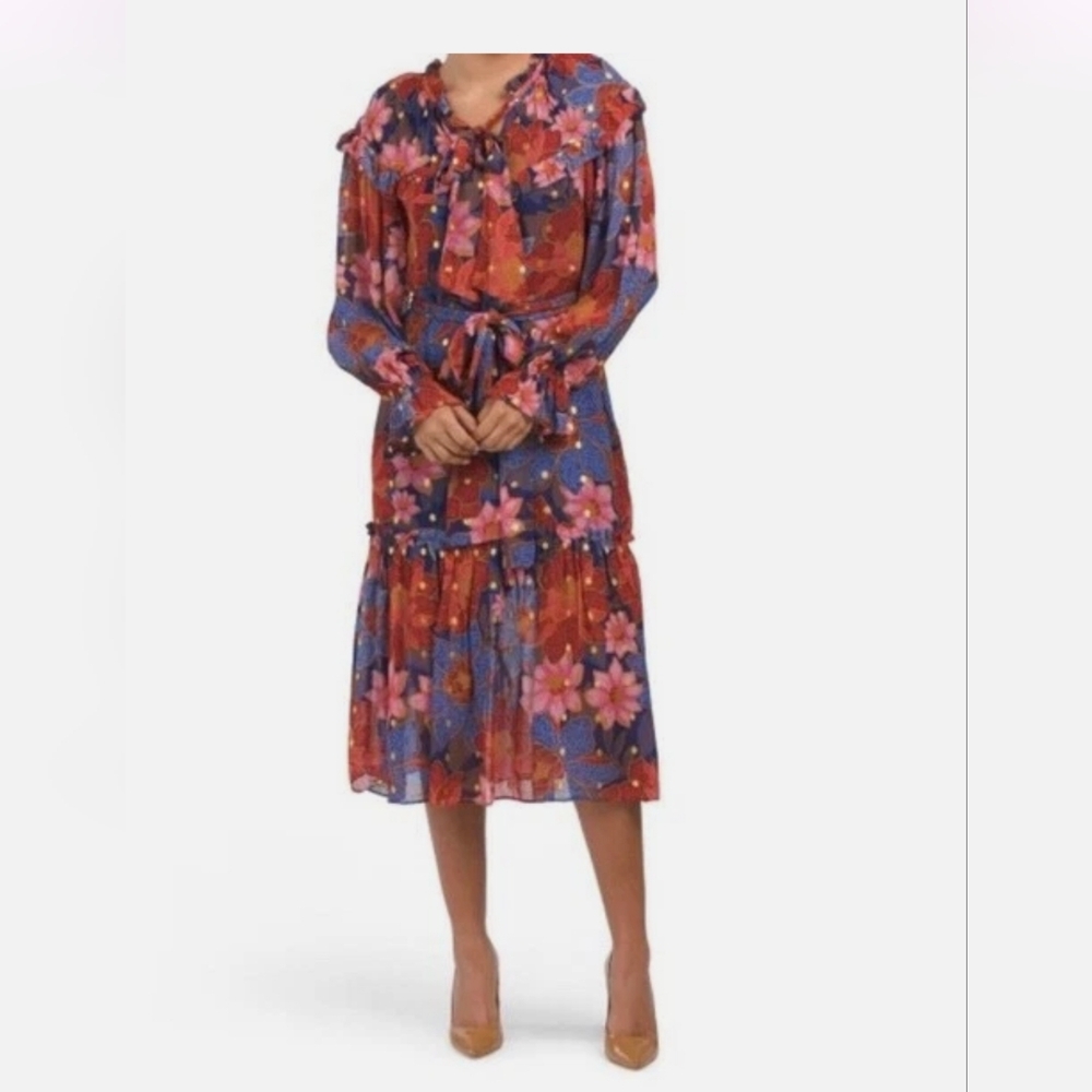 Farm Rio Navy Garden Midi Dress - Picture 3 of 16